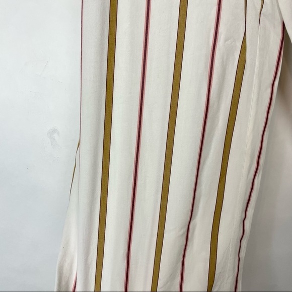 NEW RVCA SIZE XL White Fully Noted pants in stripe Wide Leg ankle length - Picture 3 of 10